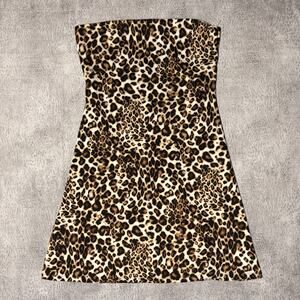 Y2k Lipstick Cheetah Strapless Backless Mini Dress
